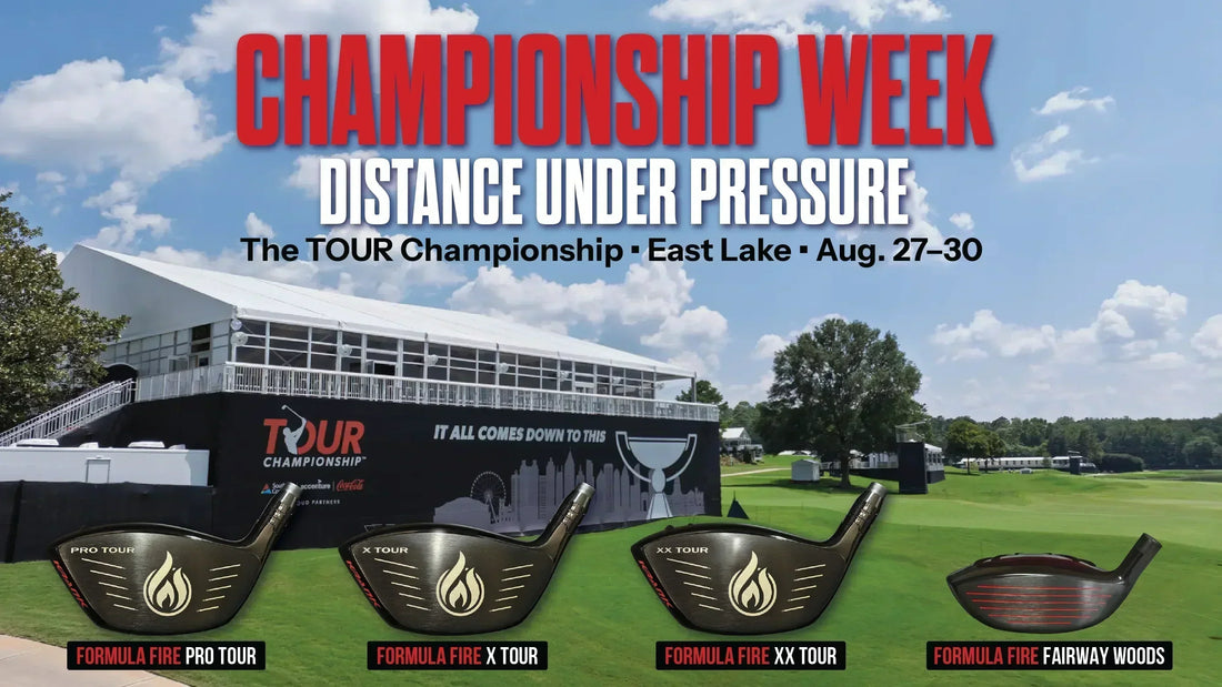Krank Golf Formula FIRE TOUR PRO, X and XX drivers and Formula FIRE fairway wood featured for TOUR Championship week at East Lake, Aug. 27–30.